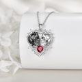 wholesale 925 Sterling Silver Red Heart Skulls Barbed Wire Gothic Pendant Necklace-0-2