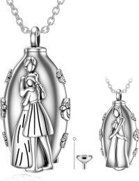wholesale TOUPOP Two Side Mom Cremation Urn Necklace Daughter Jewelry For Ashes Keepsake Cremation Jewelry Urn Necklace Memorial Pendant For Women Girls With Filling Kit -undefined