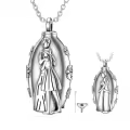 TOUPOP Stainless Steel & Cubic Zirconia Cremation Urn Necklace for Women-0-0