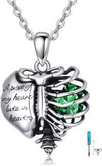 wholesale Sterling Silver Birthstone Urn Necklace for Ashes Memorial Jewelry for Women Men Mom-5-May