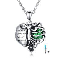 wholesale 925 Sterling Silver Cremation Jewelry Heart Urn With Sky Blue Crystal Pendant-5-May