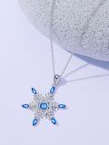 wholesale 925 Sterling Silver Snowflake Pendant With Blue Stones-0-3