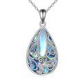 wholesale 925 Sterling Silver Teardrop Moonstone & Abalone Shell Filigree Pendant Necklace for Women Gifts-0-0