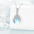wholesale 925 Sterling Silver Blue Moonstone Tear Drop Heart Pendant Necklace for Women-0-1