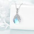 wholesale 925 Sterling Silver Crescent Tear Drop Shape Rainbow Moonstone Pendant Necklace-0-1