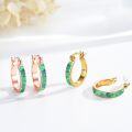 wholesale 925 Sterling Silver Green Fire Opal Huggie Hoop Earrings for Women-0-2