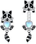 wholesale 925 Sterling Silver Raccoon Moonstone Stud Earrings for Women Cute Animal s-0-0