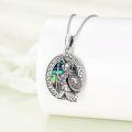 wholesale 925 Sterling Silver Greek Athena Warrior Abalone Shell Oval Pendant Necklace-0-3