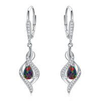 wholesale 925 Sterling Silver Opal Earrings-Black
