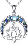 wholesale 925 Sterling Silver Abalone Shell & Moonstone Lotus Pendant Necklace for Women's Gifts-0-0