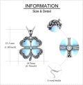 wholesale 925 Sterling Silver Blue Moonstone & White Topaz Four-Leaf Clover Pendant Necklace Gift for Women/Mom-0-4