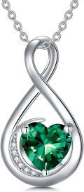 wholesale TOUPOP May Birthstone Necklace For Women Emerald Necklace Pendant 928 Sterling Silver Infinity Love Moon Jewelry Birthday Christmas Gifts For Women Mom Wife Girlfriend -0-0