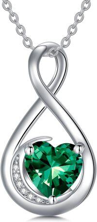 wholesale TOUPOP May Birthstone Necklace For Women Emerald Necklace Pendant 928 Sterling Silver Infinity Love Moon Jewelry Birthday Christmas Gifts For Women Mom Wife Girlfriend -undefined