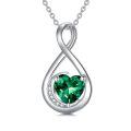 TOUPOP Sterling Silver Emerald Infinity Love Moon Pendant Necklace-0-0