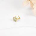 wholesale 14k Gold Heart Cz Halo Nose Stud L Bend Piercing Jewelry-0-2