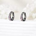 wholesale 925 Sterling Silver Black Plated Pink Crystal Geometric Patterned Hoop Earrings for Women-0-4