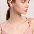 wholesale 925 Sterling Silver Swallow Pendant with Pink Roses and Cubic Zirconia Stones Necklaces for Women Girls s-0-4