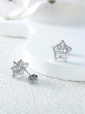 wholesale White Gold Plated 925 Sterling Silver Moissanite Star Stud Earrings for Women-0-2