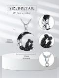 wholesale 925 Sterling Silver Crescent Moon Skulls Black Crystal Necklace Pendant-0-1
