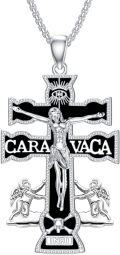 wholesale 925 Sterling Silver Caravaca Cross Angel Crucifix Pendant Necklace-0-0