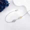 wholesale 925 Sterling Silver Tennis Racket & Heartbeat Gold Ball Charm Bracelet-0-2