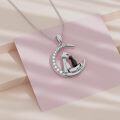 wholesale 925 Sterling Silver Moon & Girl with Black Cat Pendant Necklace for Women-0-2