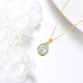 wholesale 14K Gold Pear-Shaped Moissanite Halo Pendant Necklace with Chain - 2CT EF Color Solitaire Jewelry for Women-0-2