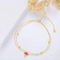 wholesale 14K Gold Beaded Lotus Charm Ankle Anklet for Women - Mothers Day Gift-0-4
