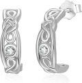 wholesale 925 Sterling Silver Celtic Knot Huggie Hoop Earrings for Women Men Gift-0-0