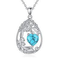 wholesale 925 Sterling Silver Heart Pendant Necklace Wholesale Gold Plated-12-Dec-Turquoise