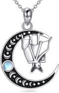 wholesale 925 Sterling Silver Moonstone Turquoise Abalone Pendant Necklace with Bat Design-0-0
