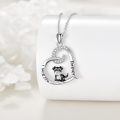 wholesale 925 Sterling Silver Crystal Dog in Heart Pendant Necklace for Women - Pet Lovers' s-0-2