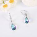 wholesale 925 Sterling Silver Teardrop Purple Blue Aurora Borealis Crystals Leverback Earrings-0-2
