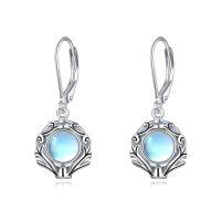 wholesale 925 Sterling Silver Earrings Wholesale With Blue Gemstone Drop-Moonstone