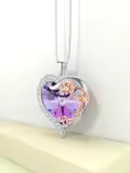 TOUPOP 18K Gold Plated Zircon Necklace I Love You Rose Heart Jewelry Gifts For Women-0-4