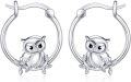 wholesale 925 Sterling Silver Owl Branch Design Hypoallergenic Small Huggie Hoop Earrings for Women-0-0