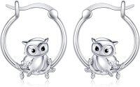 wholesale 925 Sterling Silver Owl Branch Design Hypoallergenic Small Huggie Hoop Earrings for Women-Owl