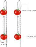wholesale 925 Sterling Silver Tomato Drop Earrings Red Fresh Vegetable  for Women Girls-0-4