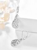 wholesale 925 Sterling Silver Drop Earrings Platinum Plated Woven Braided Teardrop Lever Back-0-1