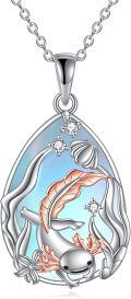 wholesale 925 Sterling Silver Moonstone Axolotl Pendant Necklace for Women-0-0