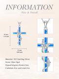 wholesale 925 Sterling Silver Cross with Blue Opal and CZ Butterflies Pendant Necklace for Women-0-3
