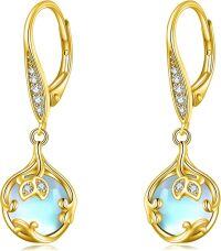 wholesale Sterling Silver Filigree Leverback Dangle Drop Earrings Hypoallergenic-A-gold moonstone