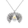 wholesale 925 Sterling Silver You Are My Sunshine Sunflower Heart Locket Necklace-0-6