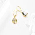 wholesale 14K Gold Yellow Resin Bee Honeycomb Daisy Flower Drop Dangle Lever Back Earrings for Women-0-3