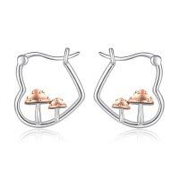 wholesale Silver Mushroom Hoop Earrings - 925 Sterling Silver  for Her-Mushroom