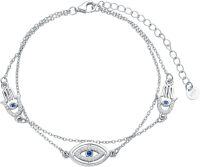 wholesale 925 Sterling Silver Layered Charm Bracelet w/ Evil Eye & Hamsa Hand Design-B-Evil Eye-1