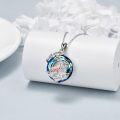 wholesale 925 Sterling Silver Howling Wolf Pendant with Blue Crystal Stone - Mother's Day Gifts for Her-0-1