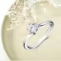 TOUPOP 14K White Gold Moissanite Round Cut Engagement Ring-0-4
