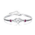 wholesale 925 Sterling Silver Forever My Daughter Heart Bangle With Pink Stones-0-0