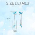 TOUPOP 14K Gold Blue Topaz Butterfly Dangle Tassel Earrings for Women-0-3